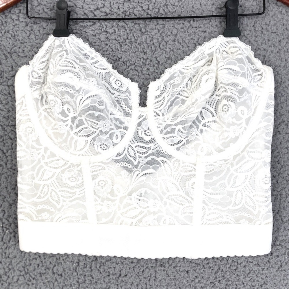 Vintage Adonna Corset Bustier Low Back Sheer Lace Pinup Bra Womens 40D 1400043